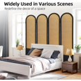 thumbnail image 6 of 4 Panel Room Divider and Folding Privacy Screen, 5.6 Ft Foldable Double Hinged Rattan Partition, Hand-Woven Rattan Room Divider Portable Wood Freestanding Wall Divider for Room Separation - Black, 6 of 18