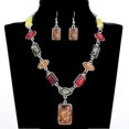 thumbnail image 1 of New Arrival !!! Square Oval Amber African Style Women Necklace Hook Earrings Party Jewelry Set, 1 of 5