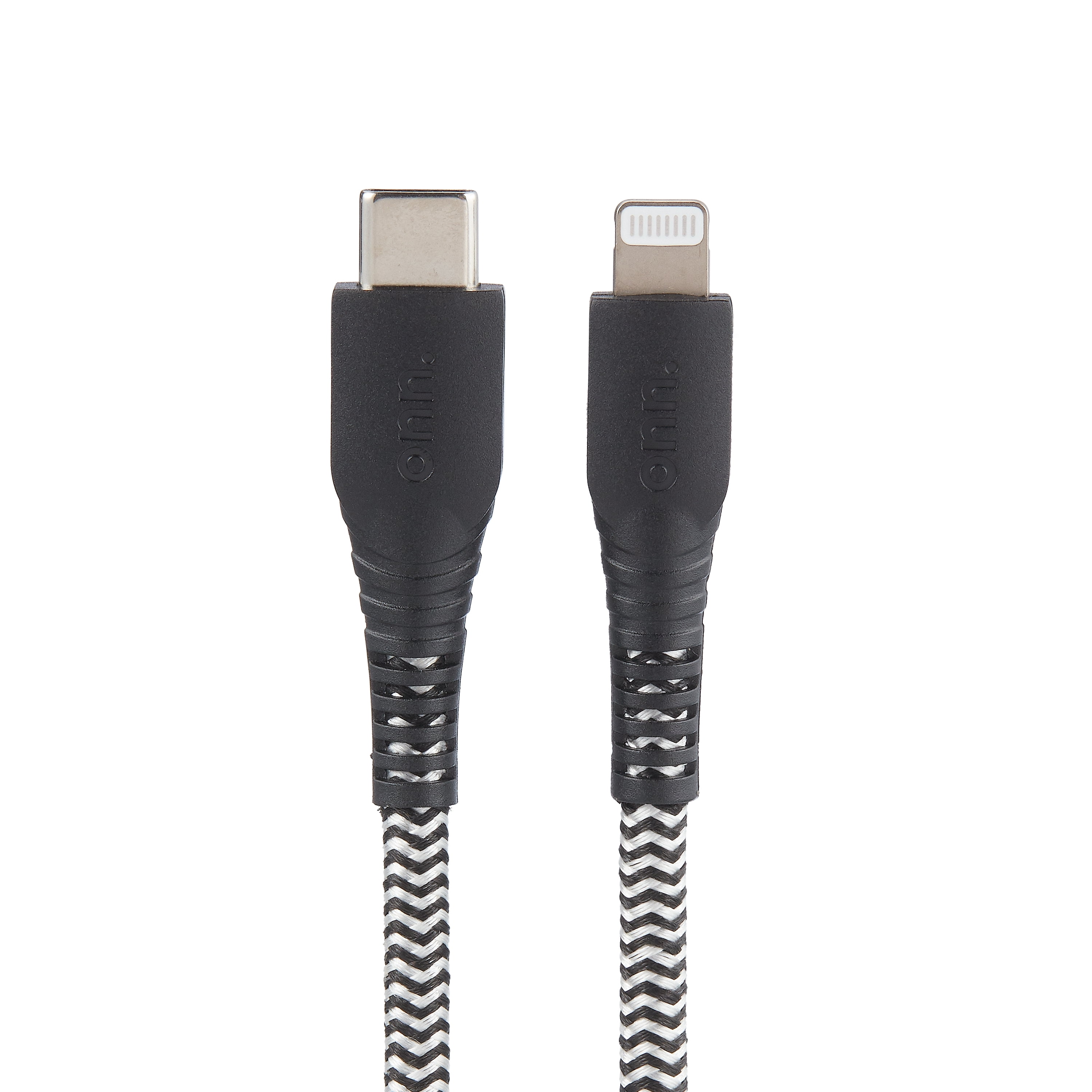 onn. 6' Braided USBC to Lightning Cable, Black