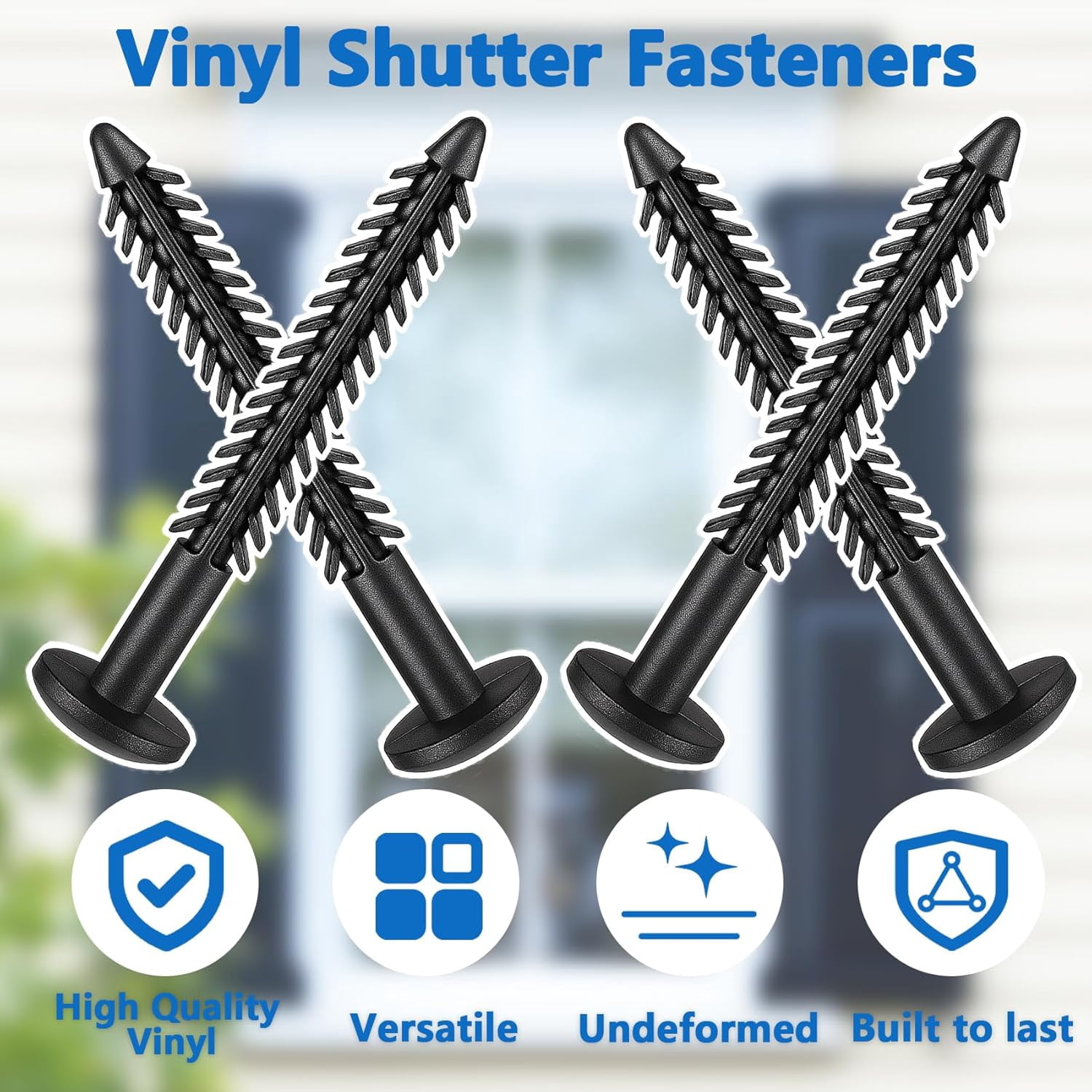FRKSMD-38 Pack Vinyl Shutter Fasteners for Windows Outside, Plastic Shutter Screws Exterior Window Shutter Pin Pegs for Fixing and Installing (Black)