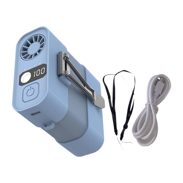 Ventilador portátil de cintura, pequeño y recargable, ideal para el trabajo, el hogar, el aire libre, el trabajo, el camping y el verano. Azul