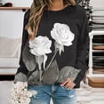 thumbnail image 2 of VNKIDY Women's Sweatshirt Autumn Spring Oversized Rose Prints Pullover Long Sleeve Crewneck Loose Fit Sweatshirts For Cold Weather Lovely Tops, 2 of 5