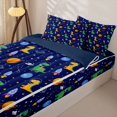 thumbnail image 3 of Homewish Kids Cartoon Dinosaur Zipper Twin Comforter Sets with Fitted Sheet and 2 Pillowcases,Jungle Dino Abstract Galaxy Planet Zipper Bedding Set For Boys,Reversible,4-Piece, 3 of 7