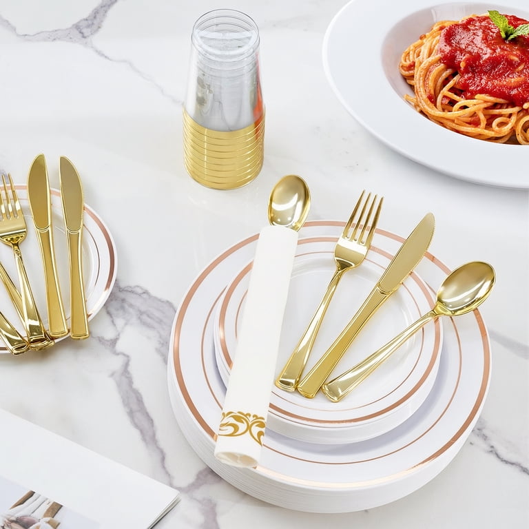 Hawsaiy Rose Gold Dinnerware Set for 50 Guests, 350-Piece photo 4
