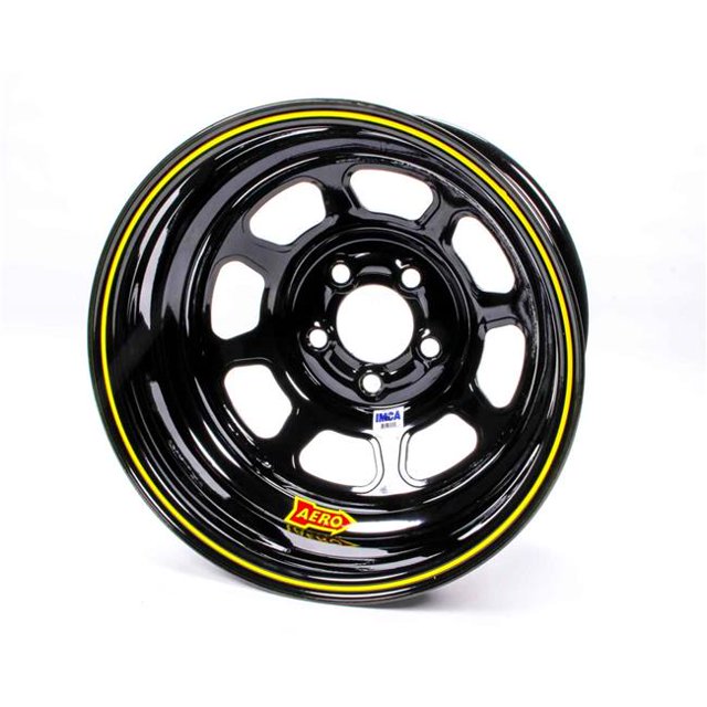 Aero Roues de Course 52-185020 Série 52 Roue Roulée IMCA - Noir - 15 x 8 Po - Cercle de Boulon 5 x 5 Po - Espacement Arrière 2 Po - 19 Lb