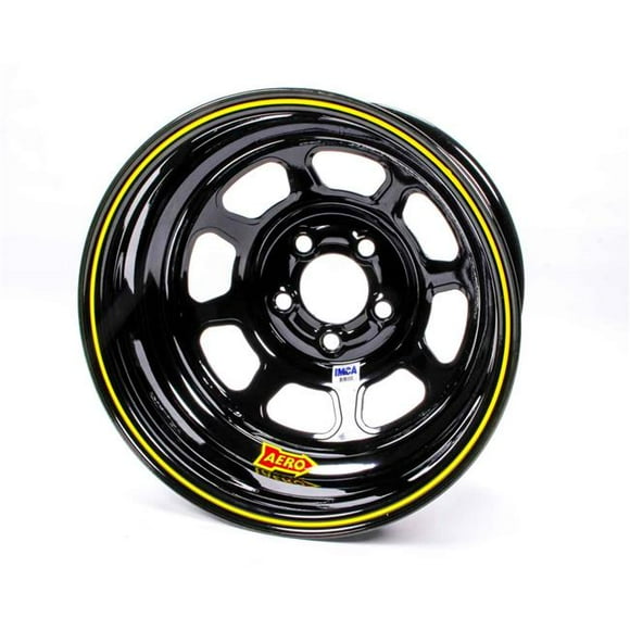 Aero Racing Wheels 52-185020 52 Series IMCA Rolled Wheel - Black - 15 x 8 in. - 5 x 5 in. Bolt Circle - 2 in. Back Spacing - 19 lbs