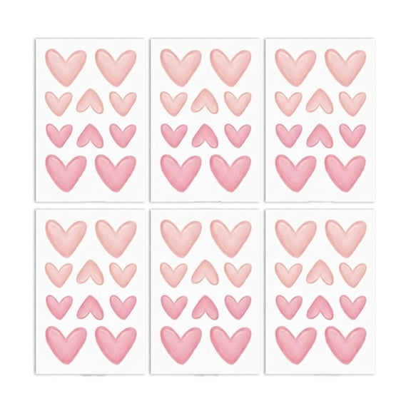 180Pcs Pastel Pink Heart Wall Stickers, Removable Self Adhesive Cute Heart Wall Decals for Girl Bedroom Nursery Kids Room Wall Decoration