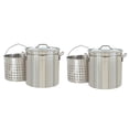 thumbnail image 1 of Bayou 24 Qt Stainless Steel Boil Steam Cooking Soup Stockpot w/ Basket (2 Pack), 1 of 4