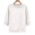 thumbnail image 4 of Posijego Womens 3/4 Sleeve Sweatshirt Fall Winter Crewneck Pullover Tops Solid Color Lightweight Casual Sweatshirts, 4 of 5