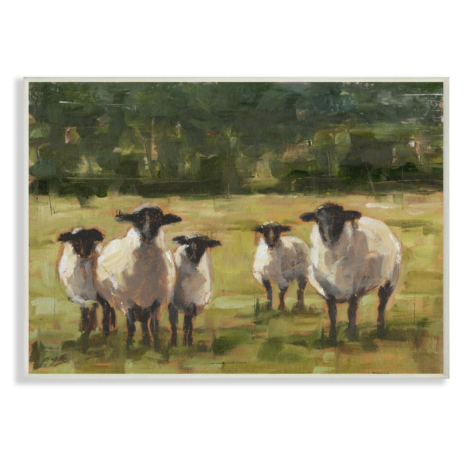 Design by Daphne Polselli Canvas Wall Art Stupell Industries Fluffy Farm Sheep Herd Rustic Country Animals Grey 17 x 40 