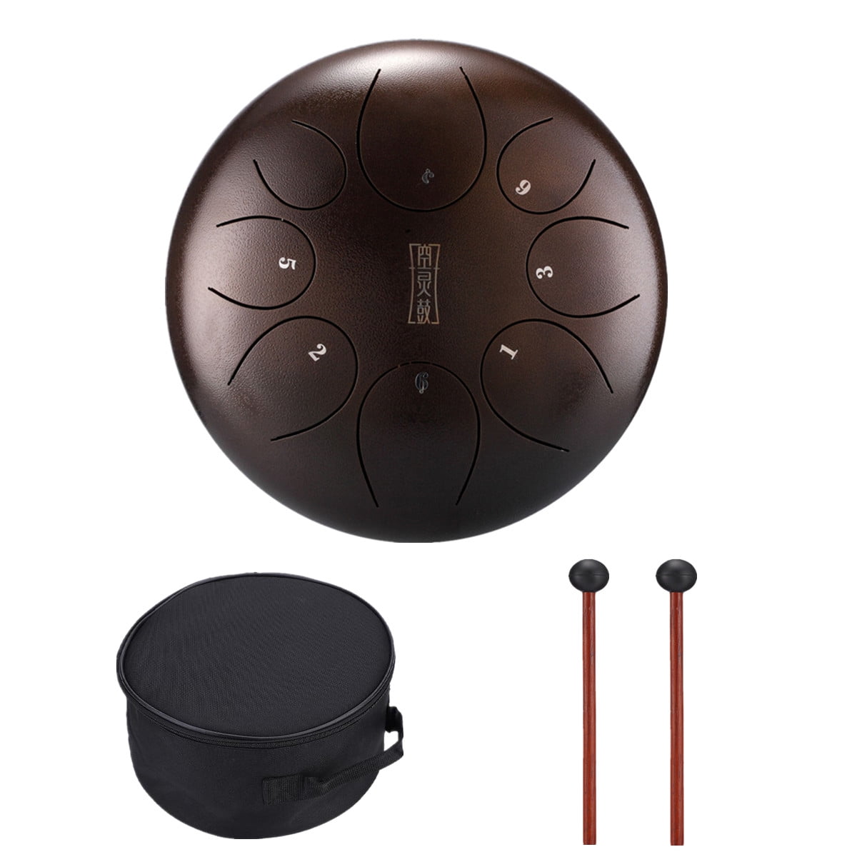 Grtsunsea 12 Inch Bronze Steel Tongue Drum Handpan Drum Hand Drum C Major 8 Notes Percussion