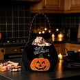 thumbnail image 6 of Yyuenw 4 Pcs Velvet Halloween Trick or Treat Bags, Pumpkin Witch Embroidered Handheld Candy Pouch, Reusable Color Block Handle Gift Bag for Party Festival Decor, 6 of 7