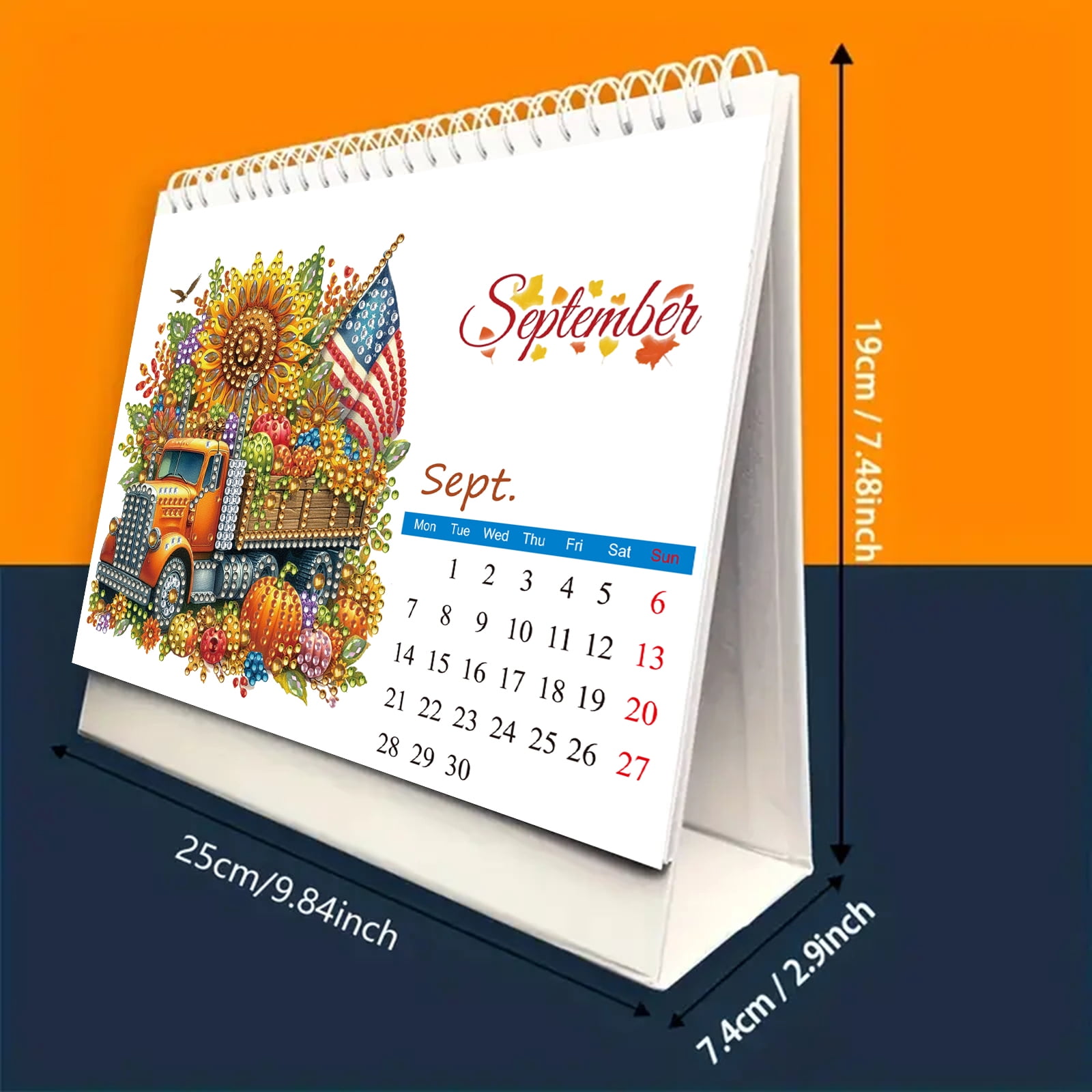 FLOPESN 2026 Desk Calendar DIY Diamond Painting Craft Kit – Complete Paper Calendar with Special Drills, Holiday Wreath & Gnome Themes for Home Office Decor-Waterfall