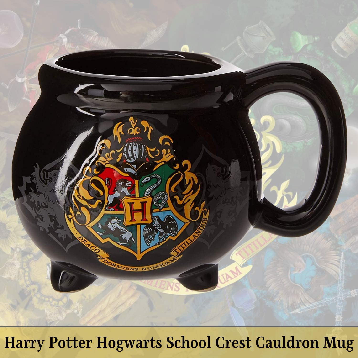 Warner Bros Harry Potter Hogwarts School Crest Cauldron 3D Sculpted Ceramic Coffee Mug, 20 Ounces