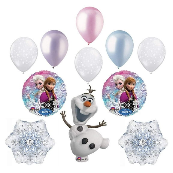 Frozen Anna ELSA Olaf Snowman Snowflake 11 Piece Birthday Party Balloons Bouquet Set