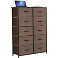 thumbnail image 7 of DWVO 10 Drawer Dresser Tall Fabric Dresser Storage Cabinet Bin Nightstand, Brown, 7 of 7