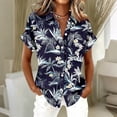 thumbnail image 2 of Hawaiian Shirt for Women Short Sleeve Tropical Print Button Down Shirt Business Casual Work Tops, 2 of 5
