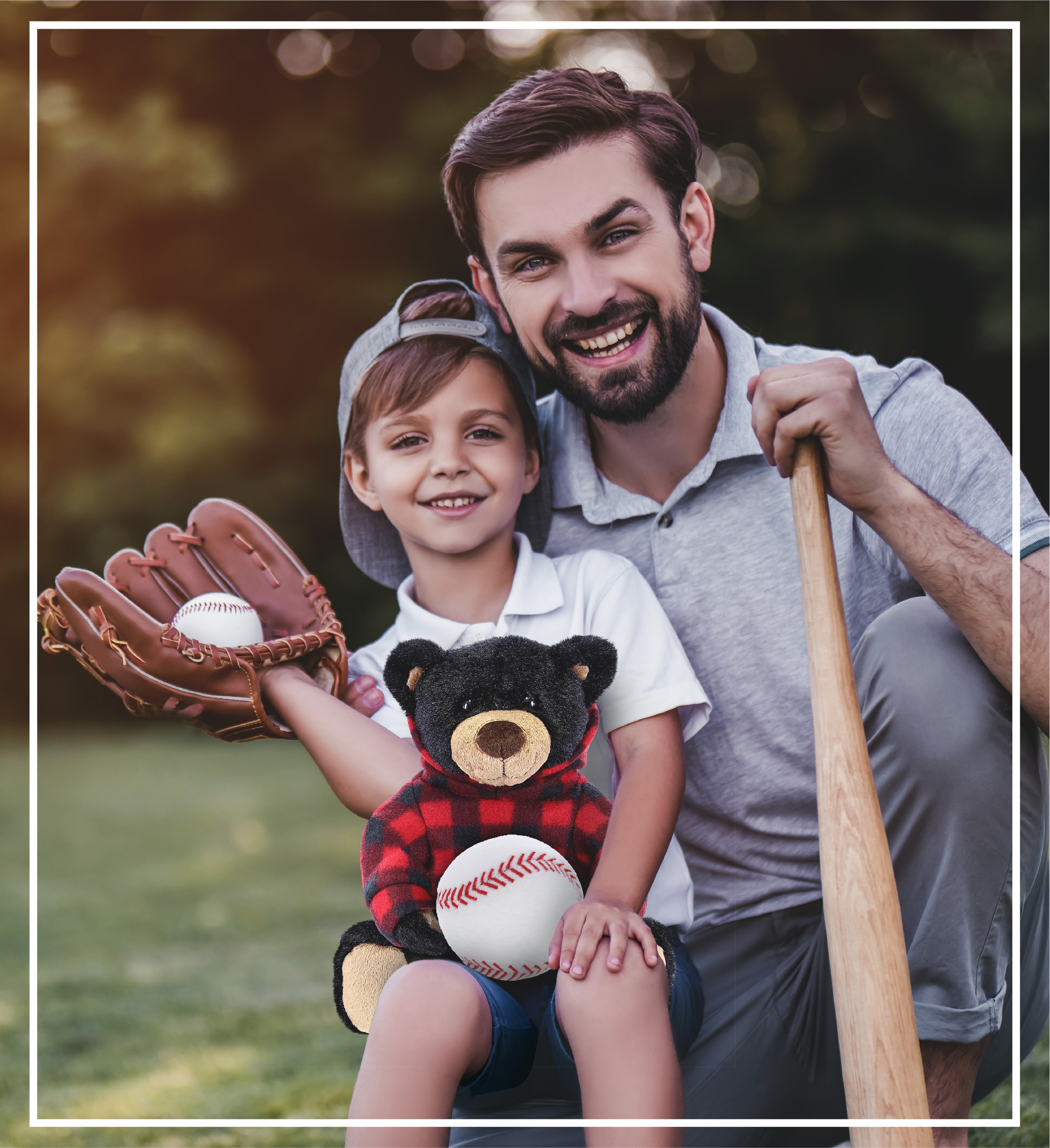 DolliBu Black Bear With Baseball Plush with Red Plaid Hoodie – Soft Huggable Bear, Playtime Teddy Bear Plush Toy, Cute Wildlife Gift, Baseball Plush Stuffed Animal Toy for Kids and Adults - 10 Inch