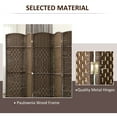 thumbnail image 5 of HOMCOM 6 Panel Room Divider, 6' Tall Folding Privacy Screen, Woven Freestanding Wood Partition for Home Office, Bedroom, Brown, 5 of 9