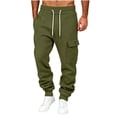 thumbnail image 2 of Men's Fleece Cargo Sweatpants Winter Warm Relaxed Fit Casual Joggers Drawstring Elastic Waistband, Fleece lined, Muti-pockets, Outdoor Casual, Daily Wear, Heavyweight for Spring Fall Winter, 2 of 5