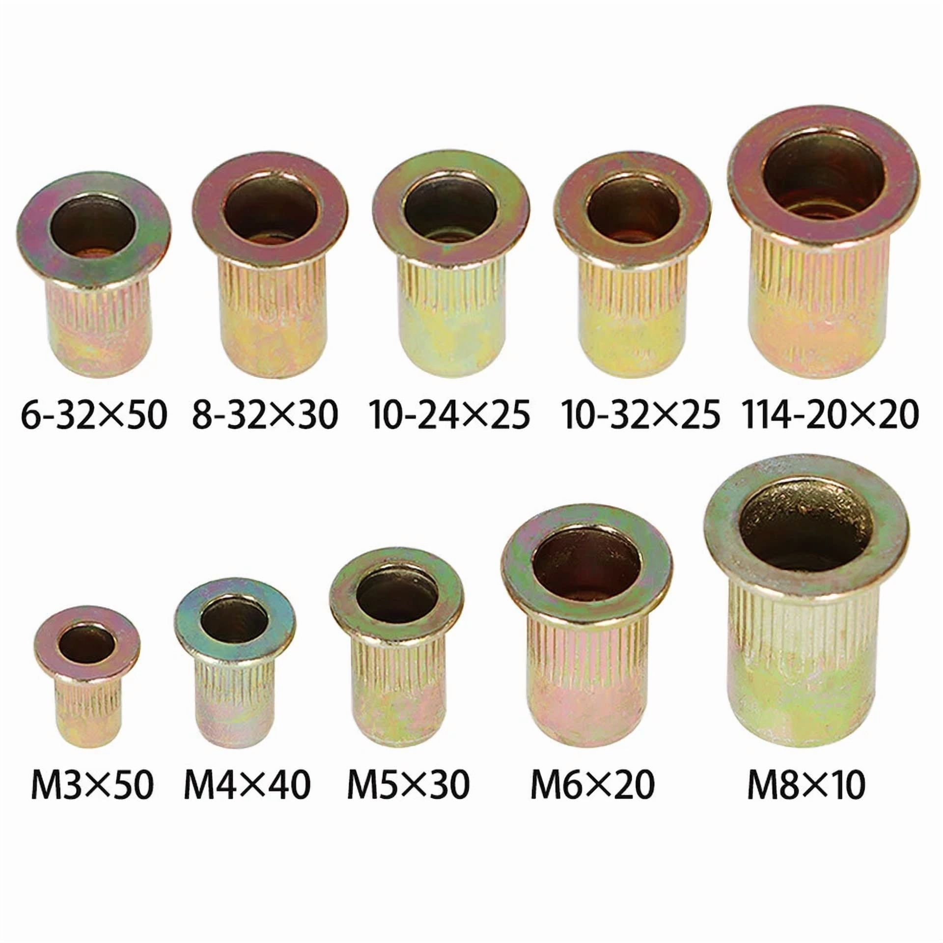 CIRCLE- Zinc Steel Rivet Nut Kit Rivnut 300Pack Nutsert Assort 150Pcs Metric+150Pcs Sae