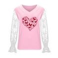 thumbnail image 6 of Blmnix Pullover Womens Blouses Dressy Valentine Lace T-shirt Long Sleeve Pink V-Neck Womens Shirts Dressy Casual, 6 of 6