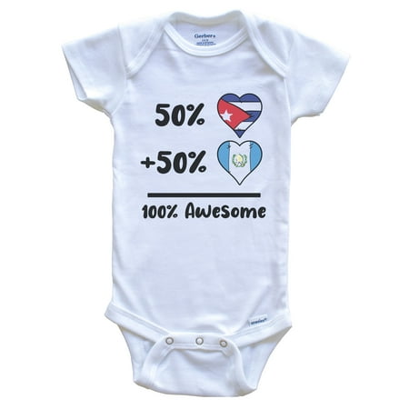 UPC: 0653485839919 | 50% Cuban Plus 50% Guatemalan 100% Awesome Cuba Guatemala Heart Flags Baby Bodysuit