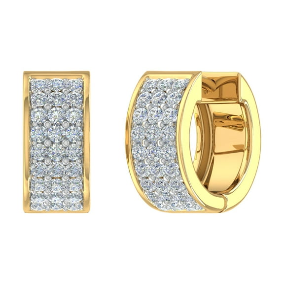 1/2 Carat Diamond Huggies Earrings in 10K Yellow Gold (I1-I2 Clarity)