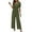 A187 Army Green, variant on Xdegoge Womens Short Sleeve Jumpsuit V Neck Button Front High Waist Elastic Wide Leg Pants Casual Puff Sleeves Loose Fit Summer Jumpsuits Plus Size