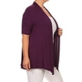 thumbnail image 2 of Women's Plus Size Short Sleeves Draped Open Front Casual Solid Cardigan, 2 of 6