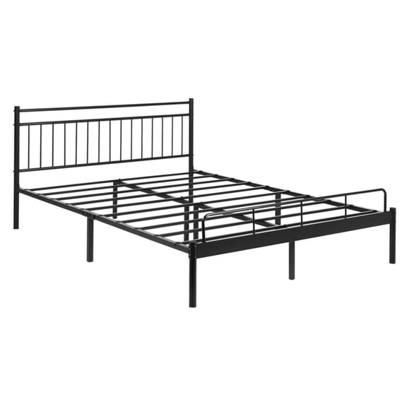 Garden Elements Luna Modern Steel Bed Frame with Underneath Storage Space for Queen Sized Mattresses, Black - Minimalist Design to Fit All Bedroom Decor