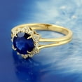 thumbnail image 2 of KIRAN FINE JEWEL Round Blue Sapphire CZ Diamond Cocktail Band Ring Yellow Gold Plated 925 Silver Wedding Gemstone Statement Jewelry Gift For Her, 2 of 5