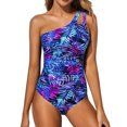thumbnail image 2 of Hessimy Women Tankini Top Swim Tops Ruched One Shoulder Bathing Suit Swimsuit Tops Only No Bottom(Purple,S), 2 of 8