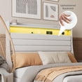 thumbnail image 5 of Ataucjin Twin Size Bed Frame with LED Light and Charging Station,Upholstered Platform Bed with Headboard,Headboard with 2-Tier Storage Shelves,Sturdy Wooden Slats Support,No Box Spring Needed, 5 of 9