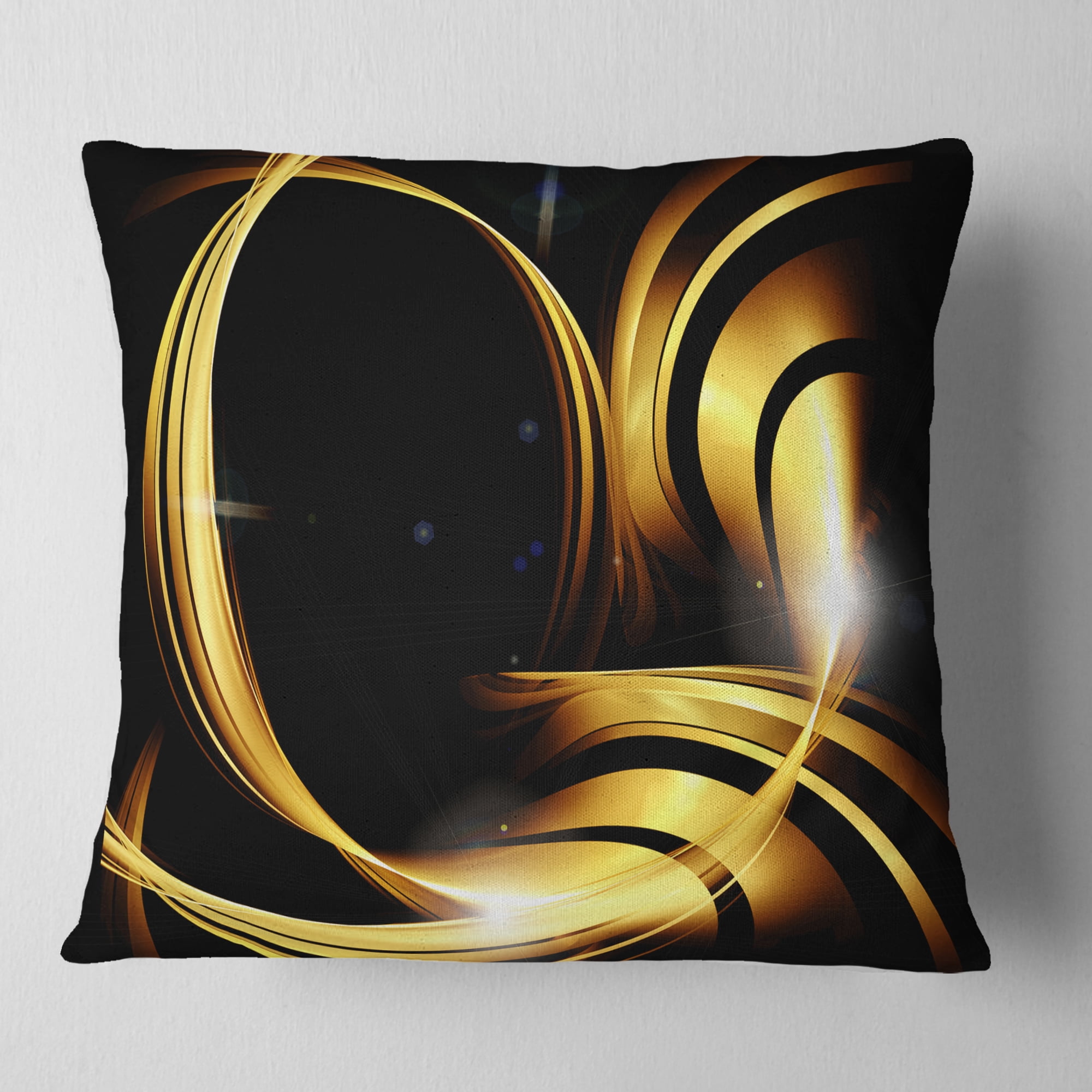 Designart Golden Abstract Warm Fractal Design - Abstract Throw Pillow - 16x16