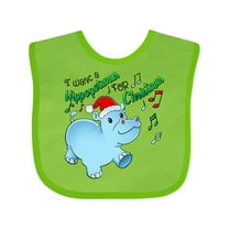 Inktastic I Want a Hippopotamus for Christmas Hippo in Santa Hat Boys or Girls Baby Bib