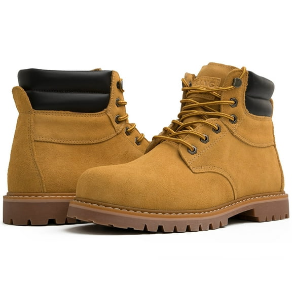 KINGSHOW Men's Work Boots Wheat Soft Toe Work Boots for Men 8 M US
