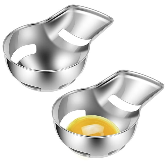 2Pcs Egg Yolk Separator Stainless Steel Egg White Separator Reusable White Yolk Sifting Filter Kitchen Baking Tools Dishwasher Safe for Baking Cooking