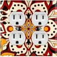 thumbnail image 4 of Metal Light Switch Plate Cover Colorful Black Red Mandala Flower Tile Pattern MDL026, 4 of 15