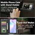 thumbnail image 2 of Premium PU Leather Flip Folio Case for Xiao Redmi 9A/9AT/9i, Magnetic Closure Protective Case Kickstand Card Cash Slot Shockproof Durable Wallet Cover Soft TPU Inner Phone Case - Black, 2 of 16