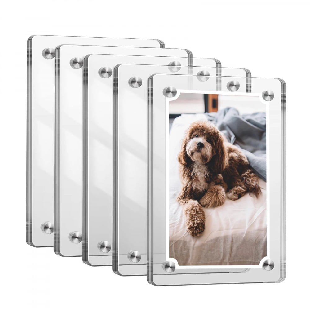 Cherrich 2-Pack Acrylic Photo Frames 4x6 - Double Sided Magnetic Picture Frames For Fridge Or Desk