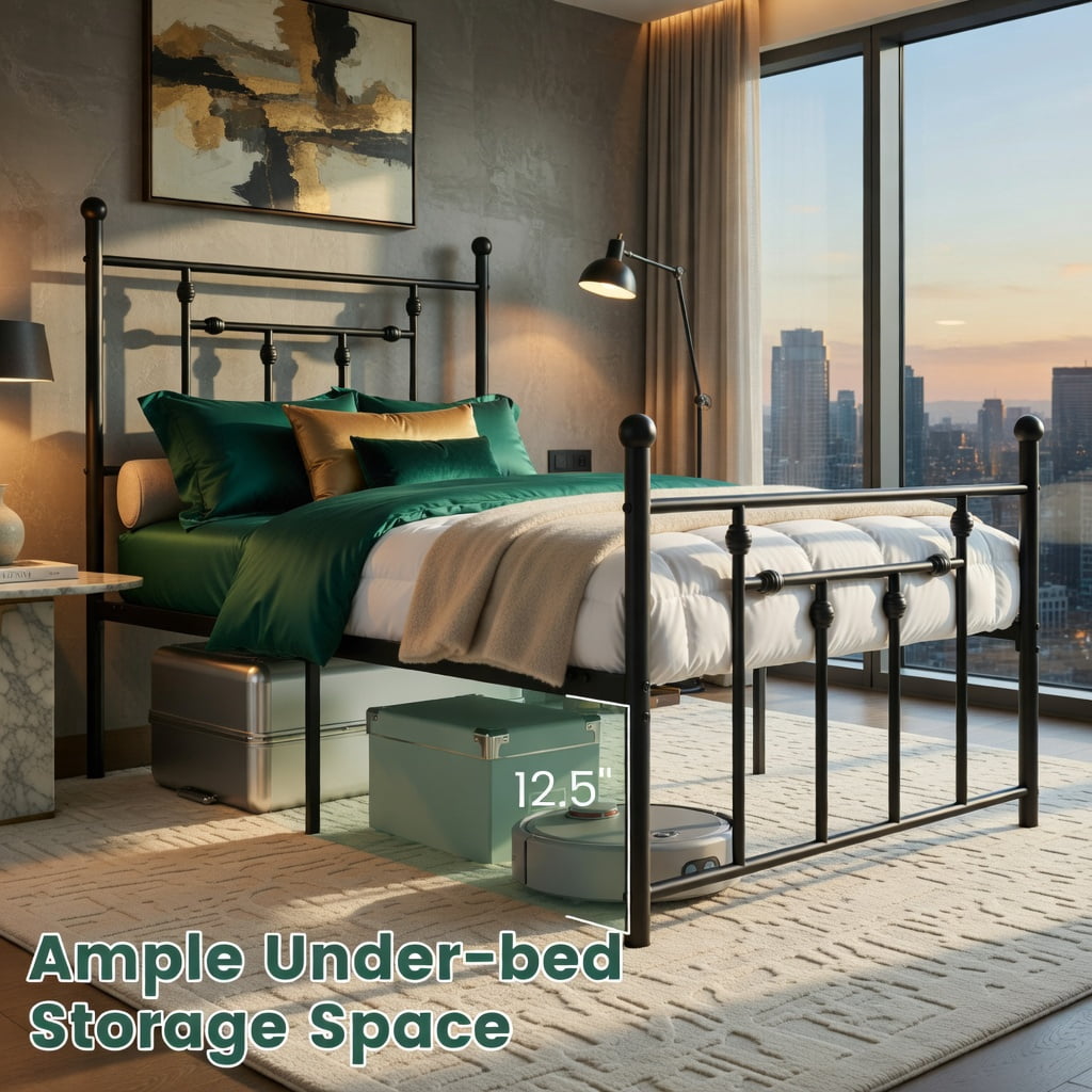 Barara King Bedroom Bed Frame, Bed Platform Frame,Full/Queen/Twin Size Heavy-duty Metal Bed Frame with Headboard-Twin Size