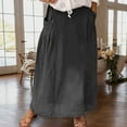 thumbnail image 2 of RUTAYY Women Casual Skirts With Pockets Plus Size Maxi Skirts High Waist Pleated Skirt Long A-Line Skirts Flowy Travel Skirt Solid Color Smocked Boho Pleated Skirts, 2 of 5