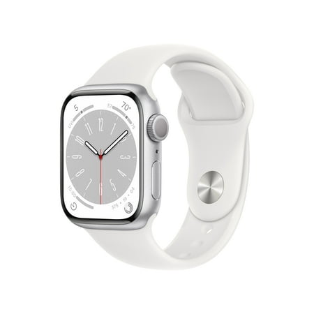 Apple Watch Series 8 GPS 41mm Silver Aluminum Case with White Sport Band - M/L