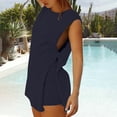 thumbnail image 6 of ZAZYULZ Women's Knitted Sweater Loose Oversized Split Sleeveless Vest Casual Set(Navy Blue,L), 6 of 7