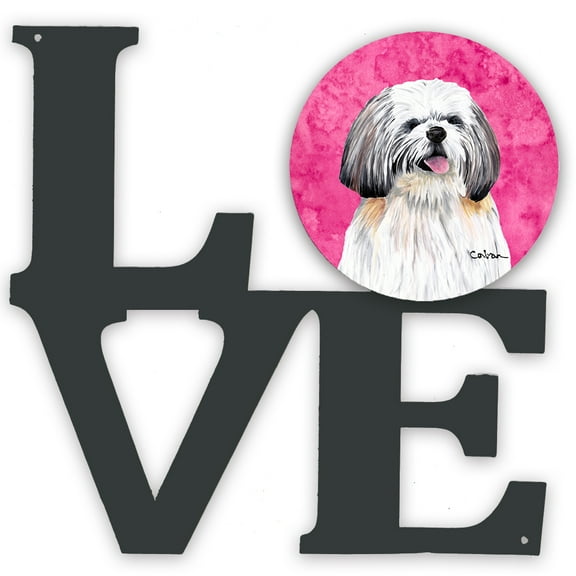 Pink Shih Tzu Metal Wall Artwork LOVE