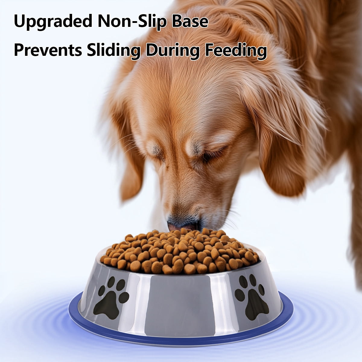 BLRTUN 2-Pack Stainless Steel Dog Bowls Set, Non-Slip Stackable Food & Water Dishes for Pets Gray-50oz(6cups)