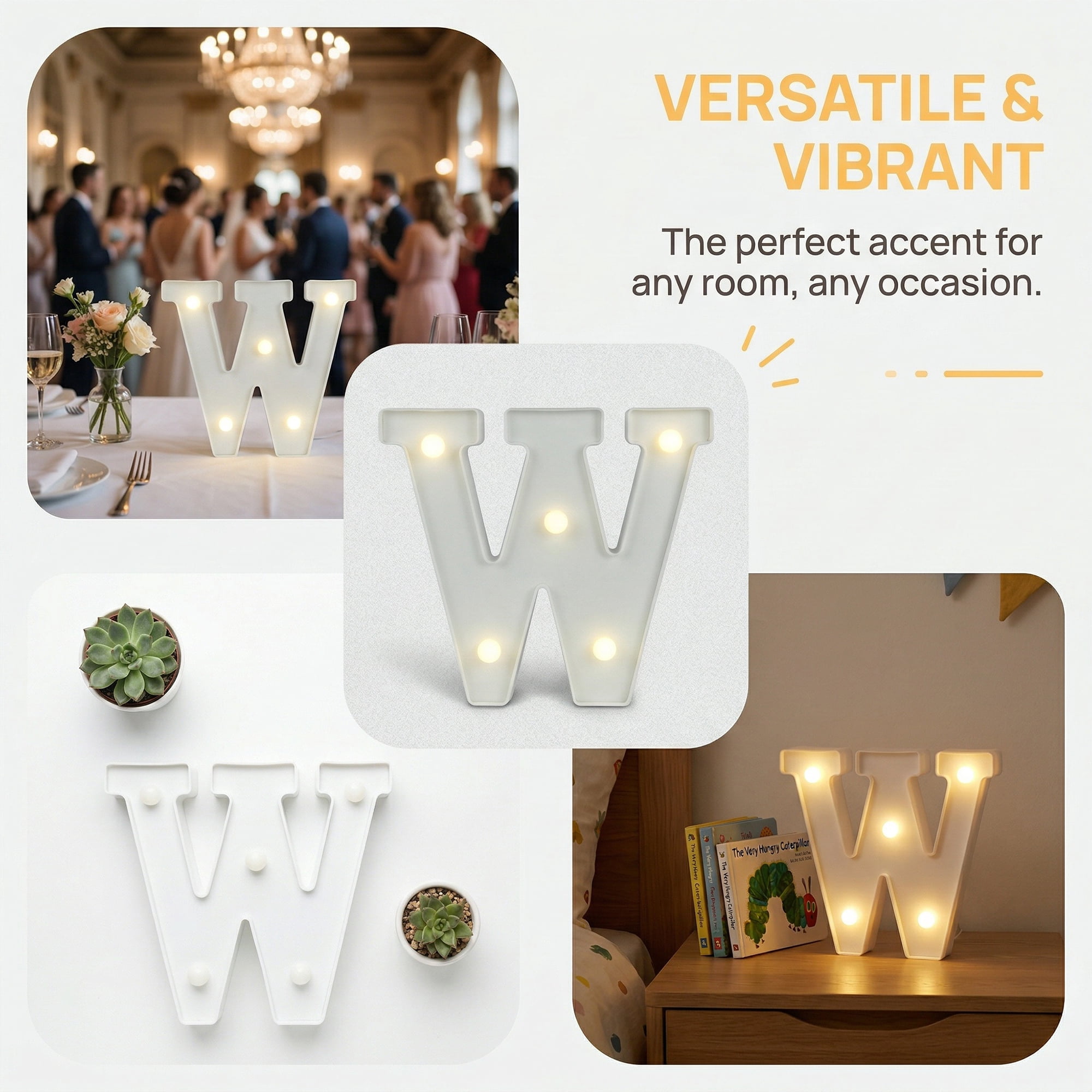 Unique Bargains Marquee Letters With Lights LED Light Up Signs Letter W 5"L x 1.1"W x 6.1"H