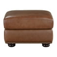 thumbnail image 2 of Boro 28 Inch Ottoman- Rich Brown Top Grain and Faux Leather- Solid Wood, 2 of 5