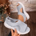 thumbnail image 2 of Xfvqtps Womens Knit Slip on Sandals Open Toe Casual Slides with Low Wedge Stretch Comfortable Breathable Walking Summer Shoes, 2 of 9